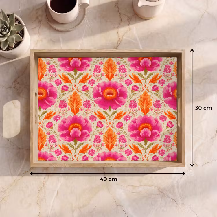Plateau - Fleurs - Baroque - Rose - Orange — 7