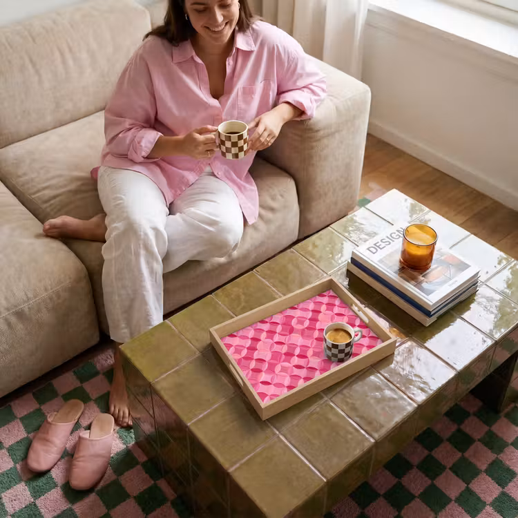Plateau - Géométrique - Mosaïque - Moderne - Rose — 4
