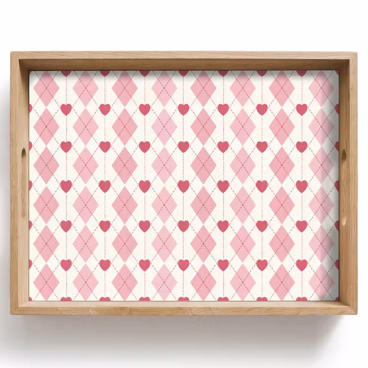 Plateau - Losanges - Classique - Rose - Blanc — 1