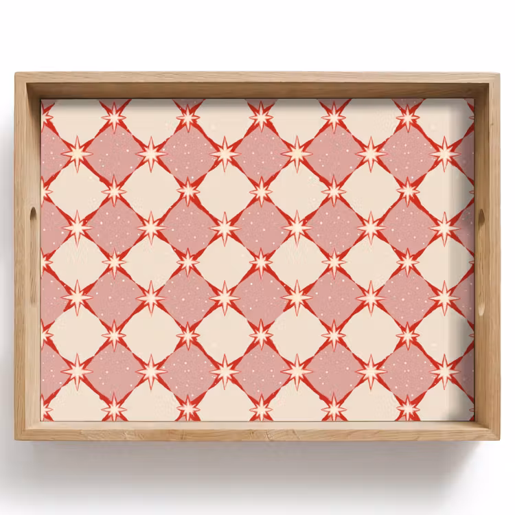 Plateau - Losanges - Étoiles - Vintage - Vieux rose - Rouge — 1