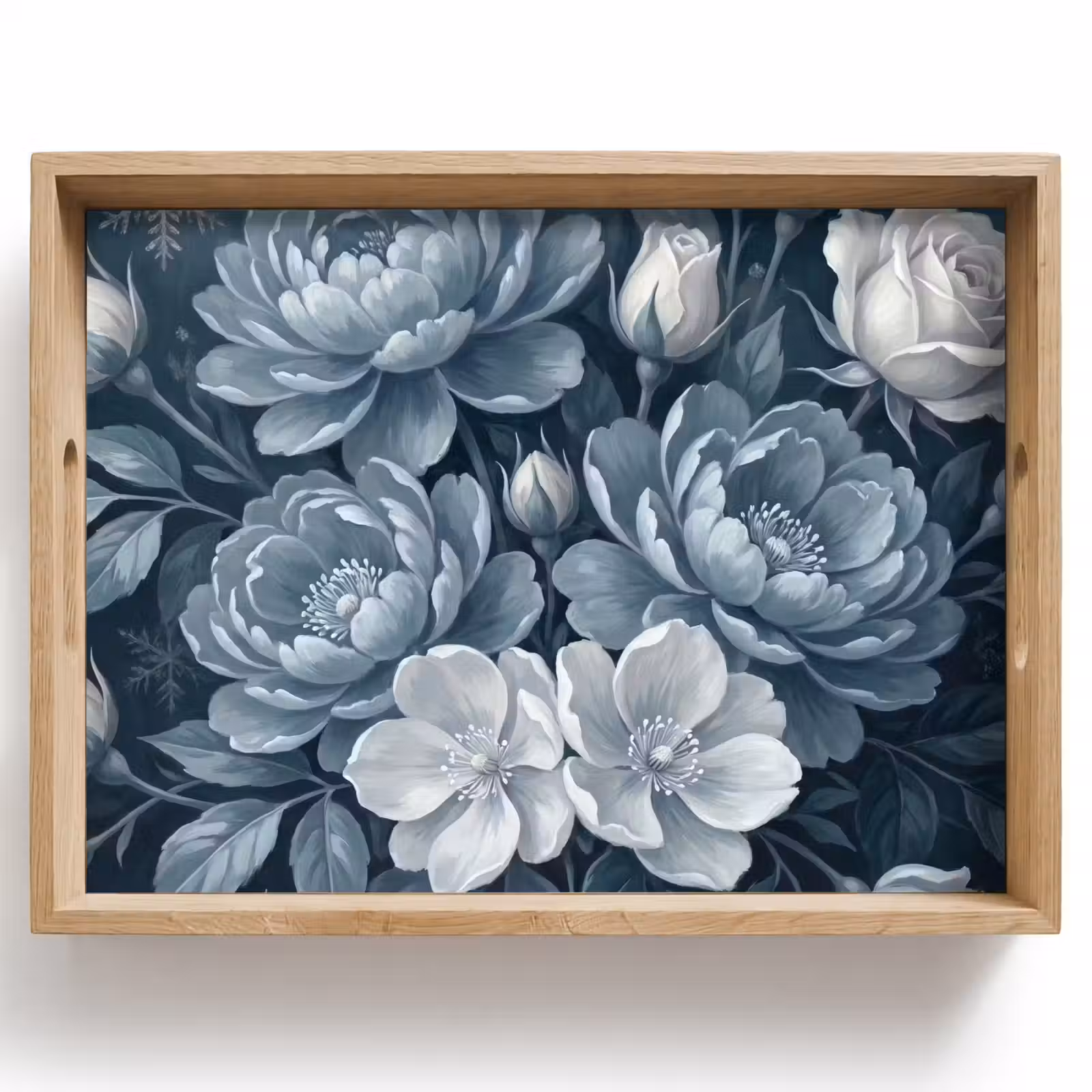 Plateau - Fleurs - Bouquet - Hiver - Abstrait - Bleu — 1
