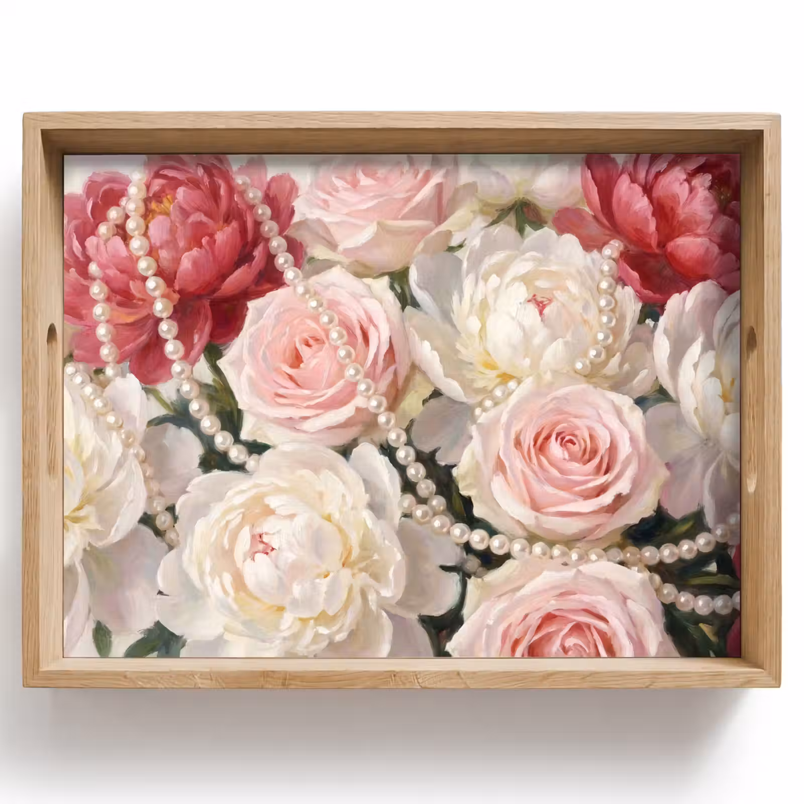 Plateau - Fleurs - Perles - Romantisme - Classique - Rose — 1
