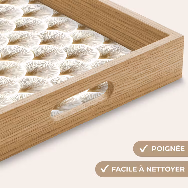 Plateau - Éventails - Art déco - Élégants - Dorés - Blancs — 8