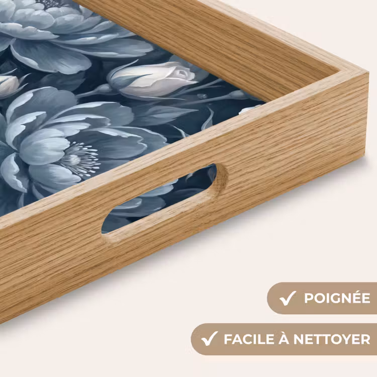 Plateau - Fleurs - Bouquet - Hiver - Abstrait - Bleu — 8