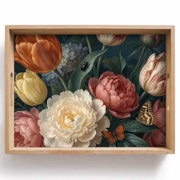 Plateau - Fleurs - Bouquet - Nature - Classique - Sombre — 1