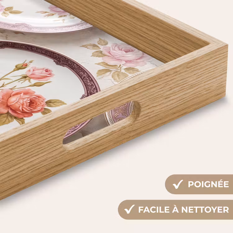 Plateau - Fleurs - Motif - Vintage - Rose - Décoration — 8