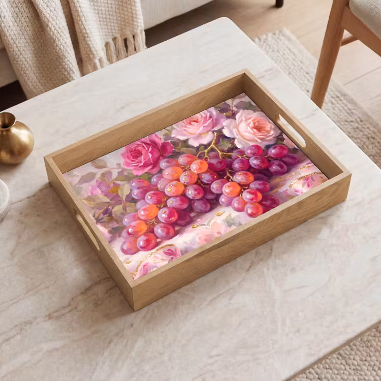 Plateau - Nourriture - Fleurs - Nature morte - Rose - Or — 2