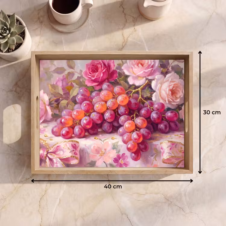 Plateau - Nourriture - Fleurs - Nature morte - Rose - Or — 7