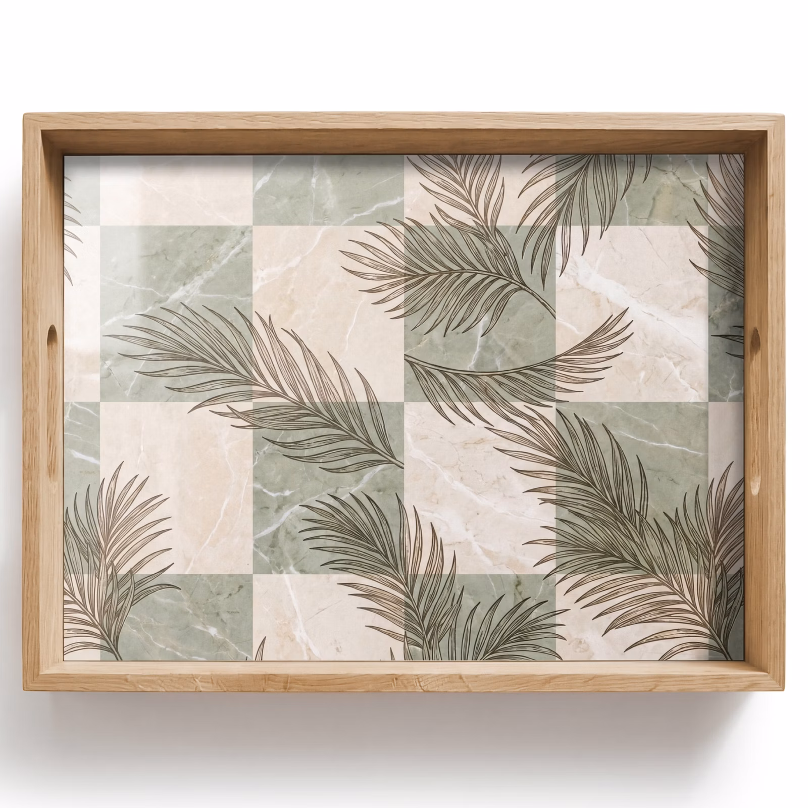 Plateau - Plantes - Feuilles - Marbre - Moderne - Vert — 1