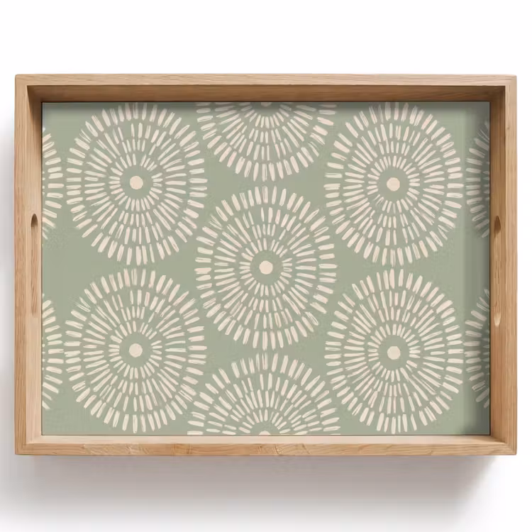Plateau - Motif - Cercles - Abstrait - Moderne - Vert — 1