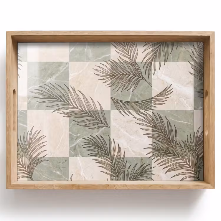 Plateau - Plantes - Feuilles - Marbre - Moderne - Vert — 1