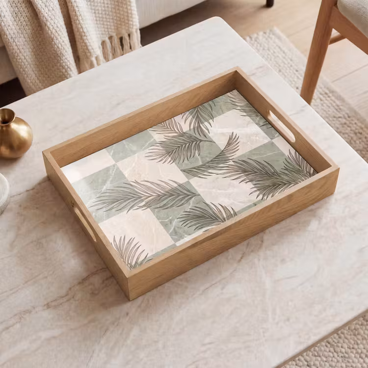 Plateau - Plantes - Feuilles - Marbre - Moderne - Vert — 2