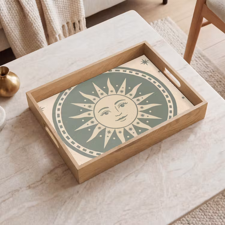 Plateau - Soleil - Étoiles - Astrologie - Vintage - Vert — 2
