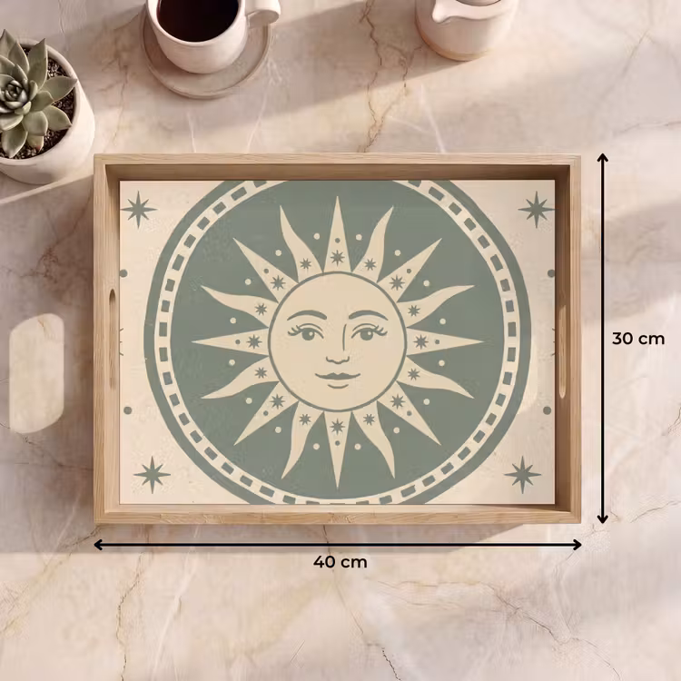 Plateau - Soleil - Étoiles - Astrologie - Vintage - Vert — 7