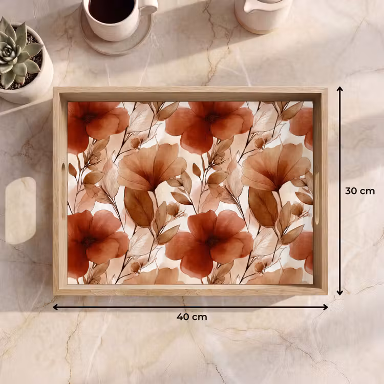 Plateau - Fleurs - Aquarelle - Botanique - Terre cuite — 7