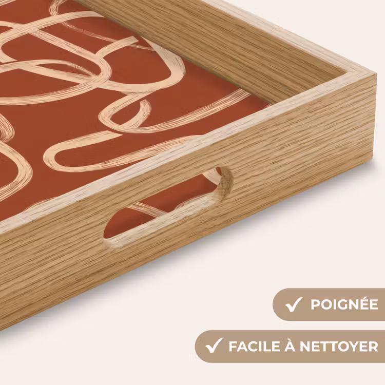 Plateau - Lignes - Abstrait - Organique - Terre cuite - Crème — 8