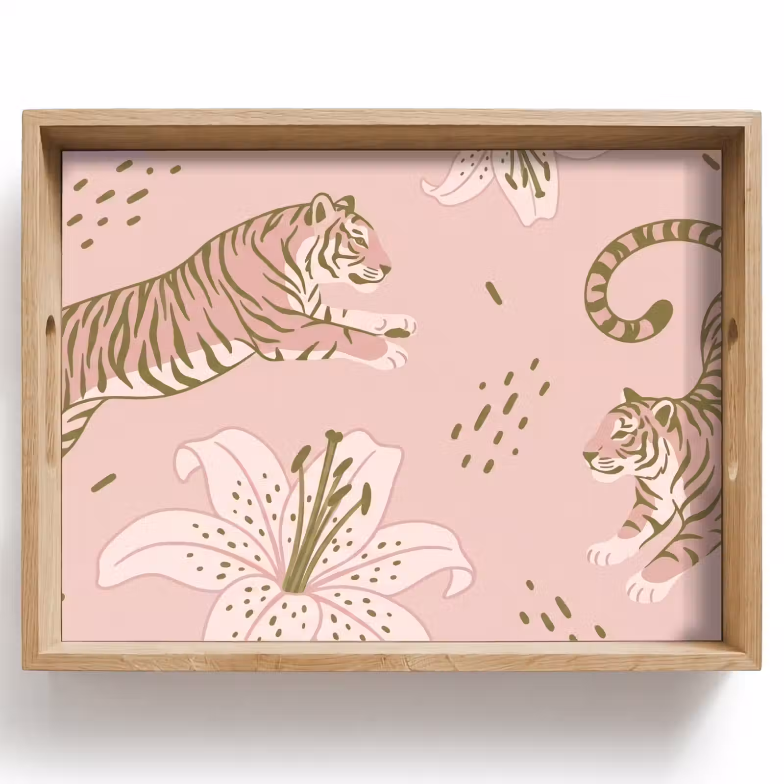 Plateau - Chat - Sautant - Fleurs - Abstrait - Rose — 1
