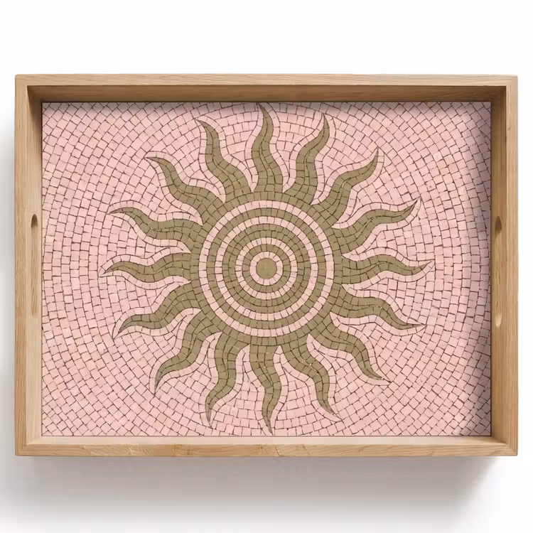 Plateau - Mosaïque - Soleil - Motif - Classique - Rose — 1