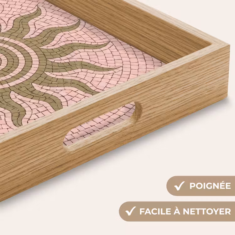 Plateau - Mosaïque - Soleil - Motif - Classique - Rose — 8