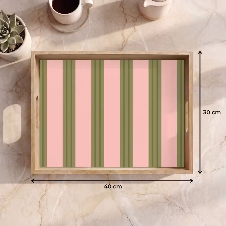 Plateau - Motif - Rayures - Abstrait - Rose - Vert — 7
