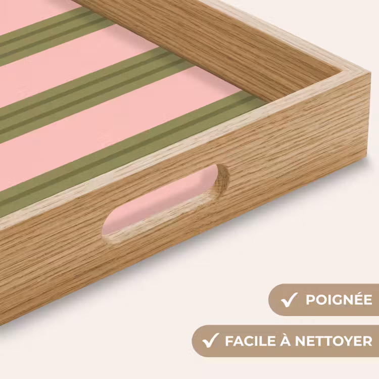 Plateau - Motif - Rayures - Abstrait - Rose - Vert — 8