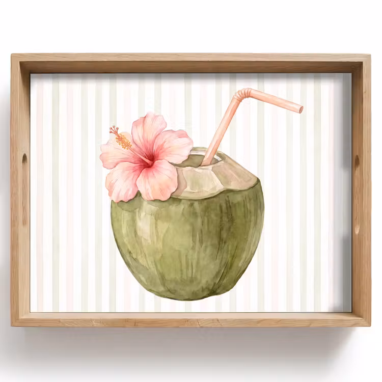 Plateau - Noix de coco - Boisson - Tropical - Illustration - Été — 1