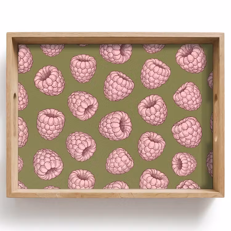 Plateau - Nourriture - Motif - Illustration - Rose - Vert — 1