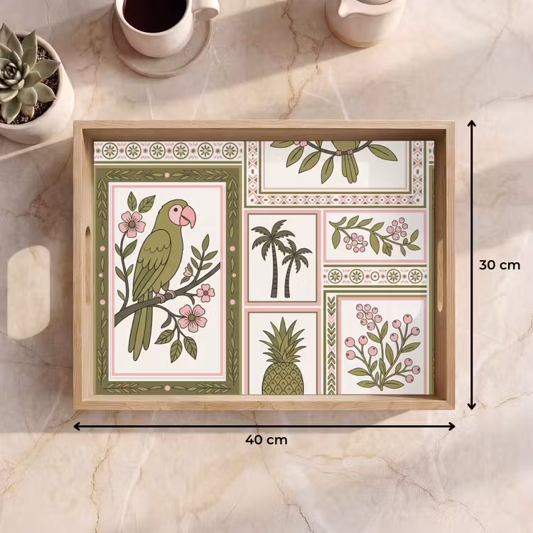 Plateau - Oiseau - Tropical - Motif - Décoratif - Vert — 7