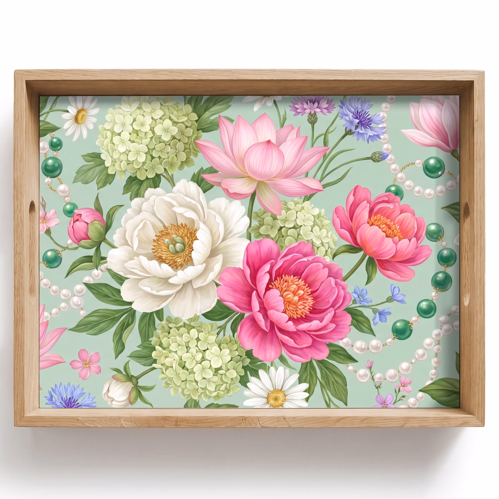 Plateau - Fleurs - Motif - Botanique - Vert — 1