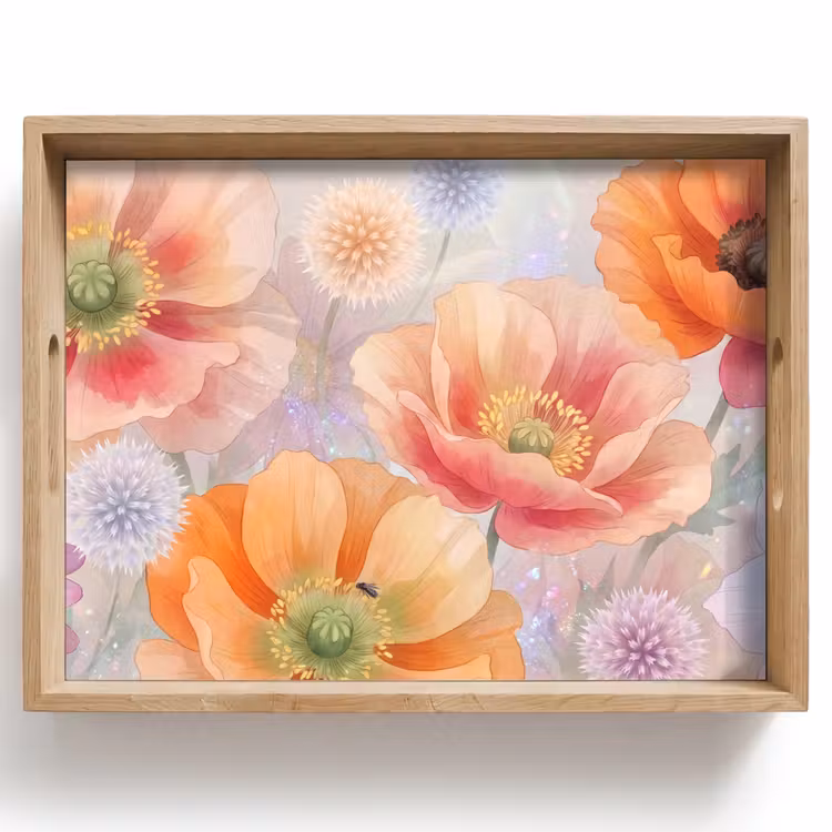 Plateau - Fleurs - Aquarelle - Nature - Moderne - Coloré — 1