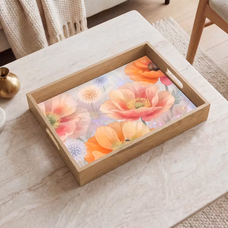 Plateau - Fleurs - Aquarelle - Nature - Moderne - Coloré — 2
