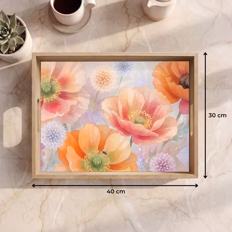Plateau - Fleurs - Aquarelle - Nature - Moderne - Coloré — 7