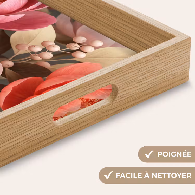 Plateau - Fleurs - Fleurs en boutons - Doux - Corail - Décoration — 8