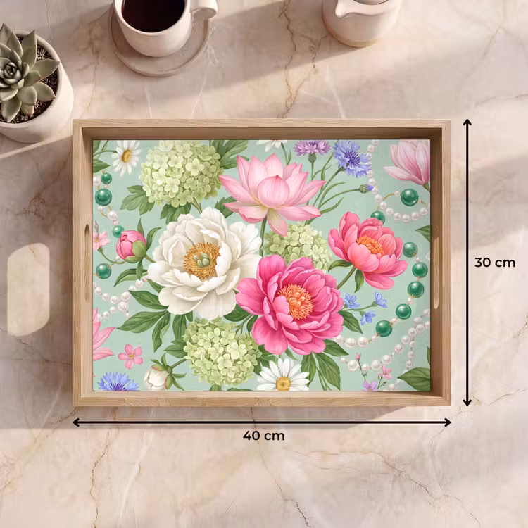 Plateau - Fleurs - Motif - Botanique - Vert — 7