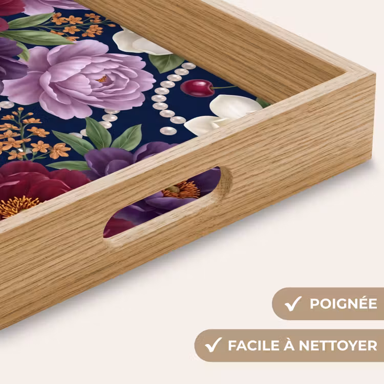 Plateau - Fleurs - Perles - Décoration - Moderne - Bleu — 8