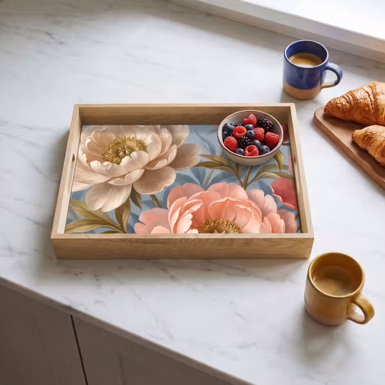 Plateau - Fleurs - Rose - Beige - Moderne - Nature — 3