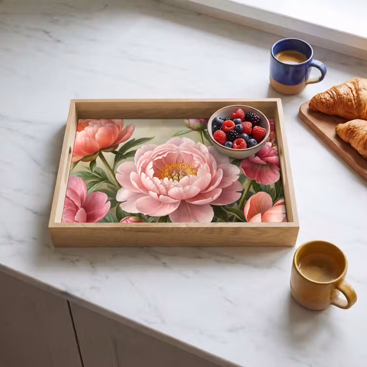 Plateau - Fleurs - Rose - Classique - Détaillé - Nature — 3