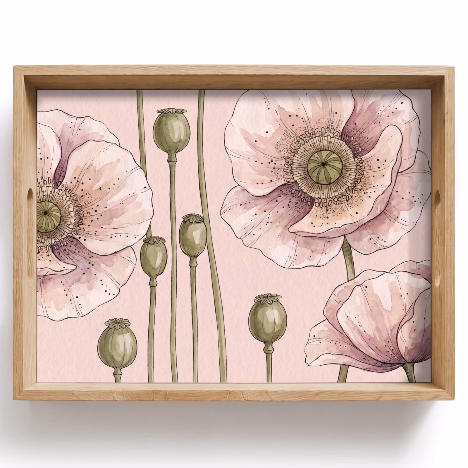 Plateau - Fleurs - Été - Nature - Aquarelle - Rose — 1