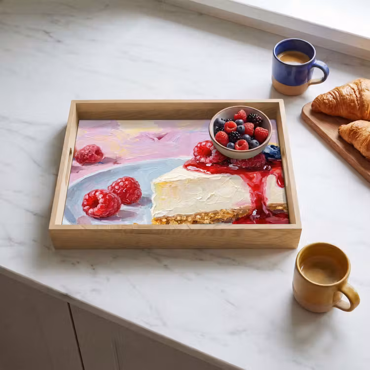 Plateau - Nourriture - Cheesecake - Baies - Abstrait - Rose — 3
