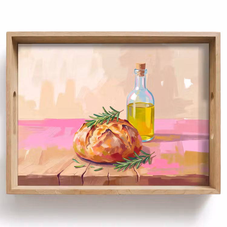 Plateau - Nourriture - Pain - Huile d'olive - Abstrait - Cuisine — 1