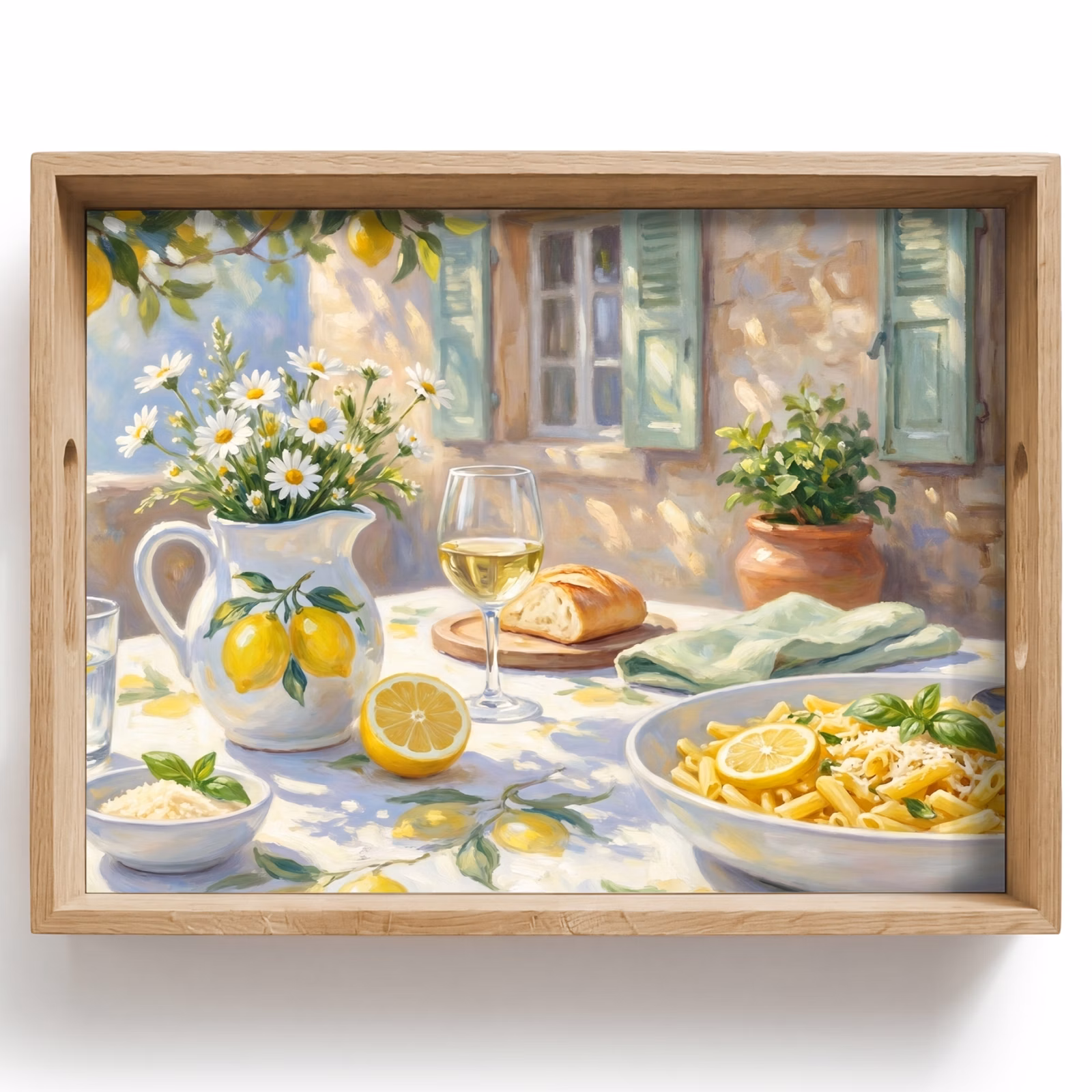 Plateau - Nourriture - Terrasse - Été - Peint - Jaune — 1