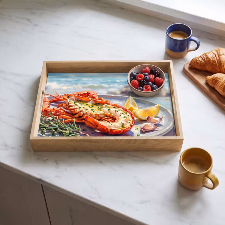 Plateau - Cuisine - Mer - Côte - Moderne - Bleu — 3