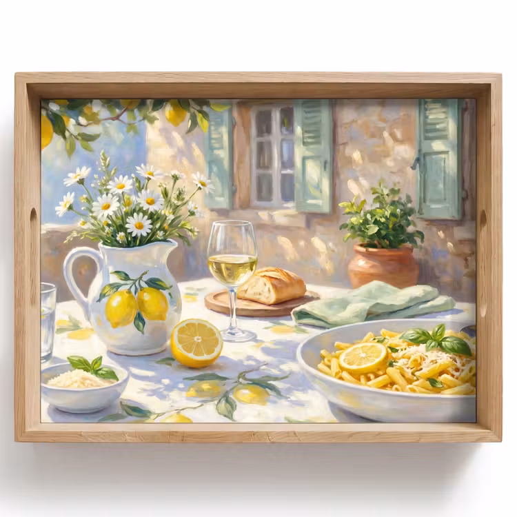 Plateau - Nourriture - Terrasse - Été - Peint - Jaune — 1