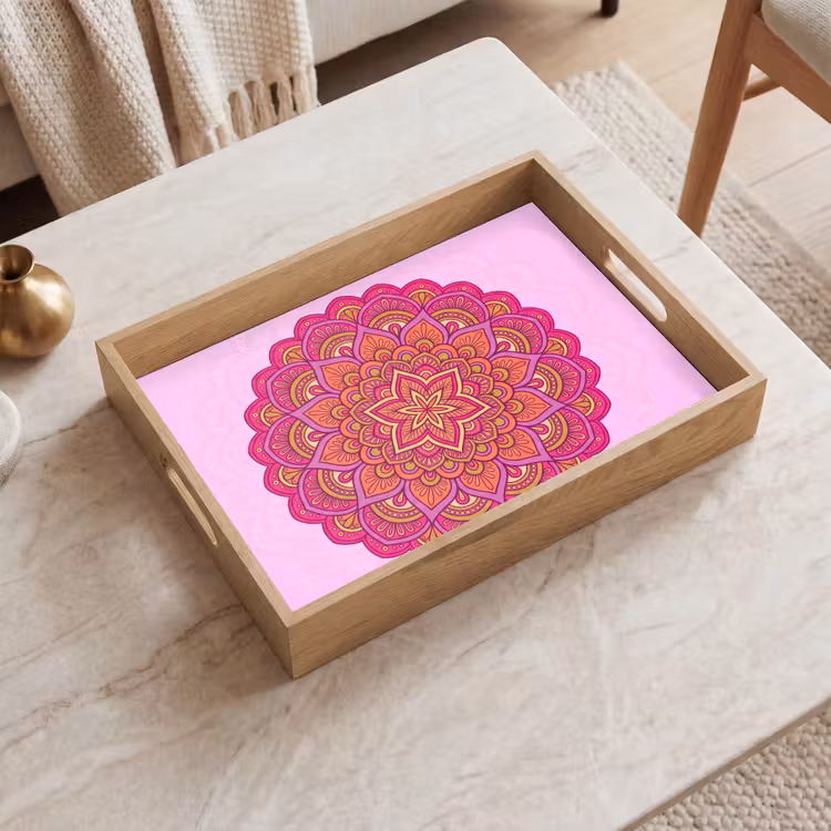 Plateau - Mandala - Cercle - Spirituel - Oriental - Rose — 2