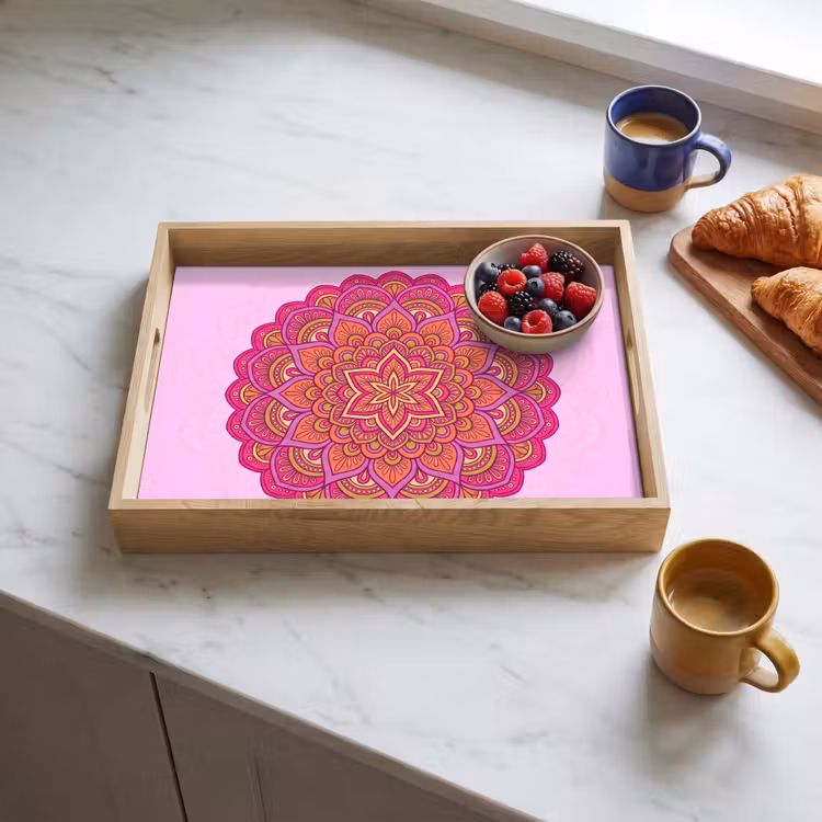Plateau - Mandala - Cercle - Spirituel - Oriental - Rose — 3