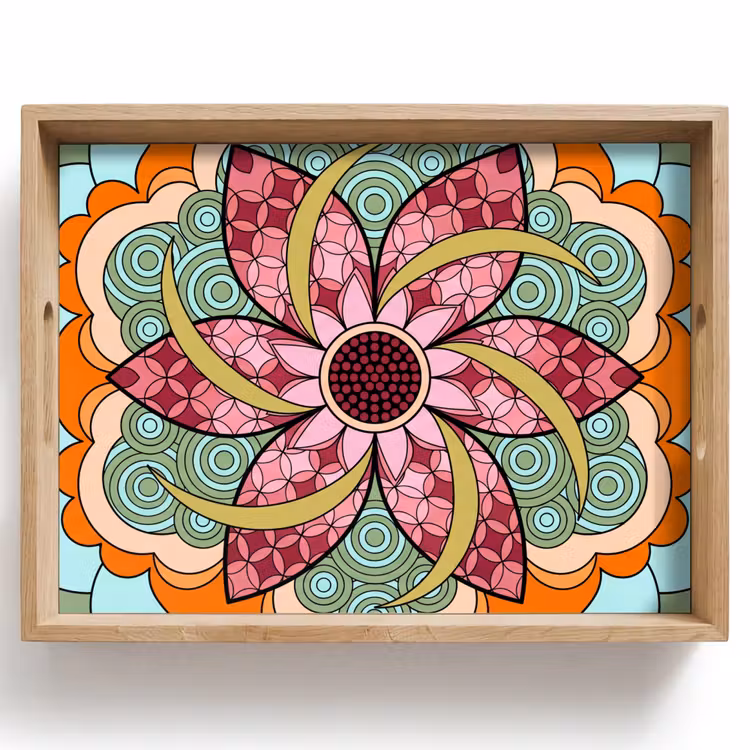 Plateau - Mandala - Géométrique - Art - Décoratif - Coloré — 1