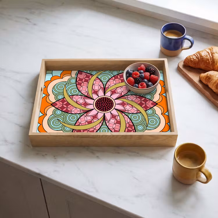 Plateau - Mandala - Géométrique - Art - Décoratif - Coloré — 3