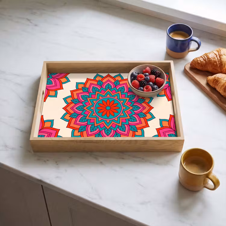Plateau - Mandala - Motif - Abstrait - Coloré - Moderne — 3