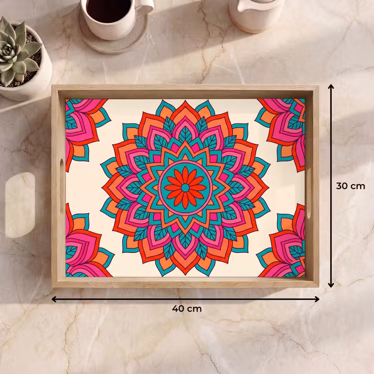 Plateau - Mandala - Motif - Abstrait - Coloré - Moderne — 7