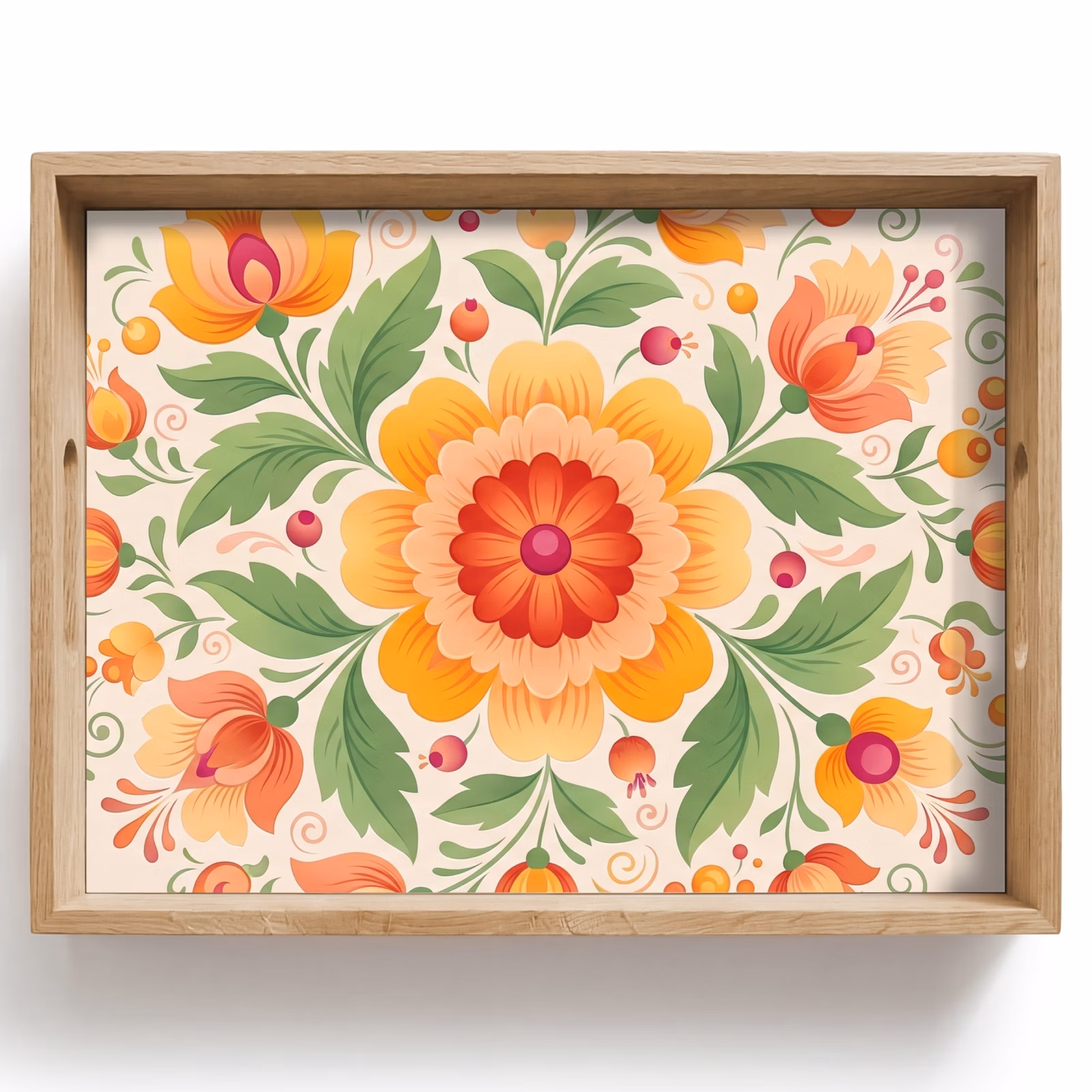 Plateau - Fleurs - Motif - Décoratif - Orange — 1